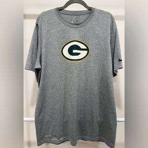 Nike NFL Green Bay Packers Green Gray Dri-Fit Tee Shirt with Logo Mens XL